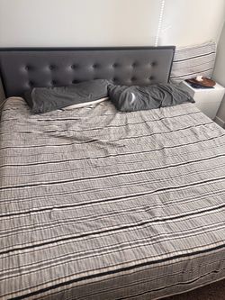 Queen Bed Frame with Tufted Upholstered Headboard