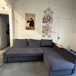 2023 IKEA Freighton; Sleeper sectional, 3 seat with storage, Hylle blue/grey (excellent condition) 