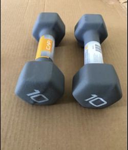 CAP Hex Neoprene 10lb Pound Pair Dumbbell Weights - NEW SET OF 2 20lbs Total