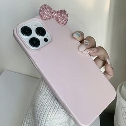 Cute Bowknot Design Phone Screen Protector Case, Anti-drop & Shockproof Smartphone Protection-Cover, Pink Phone 