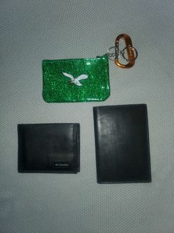 2 BRAND NEW LEATHER CARD CARRIERS AND SECURITY BY COLUMBIA.