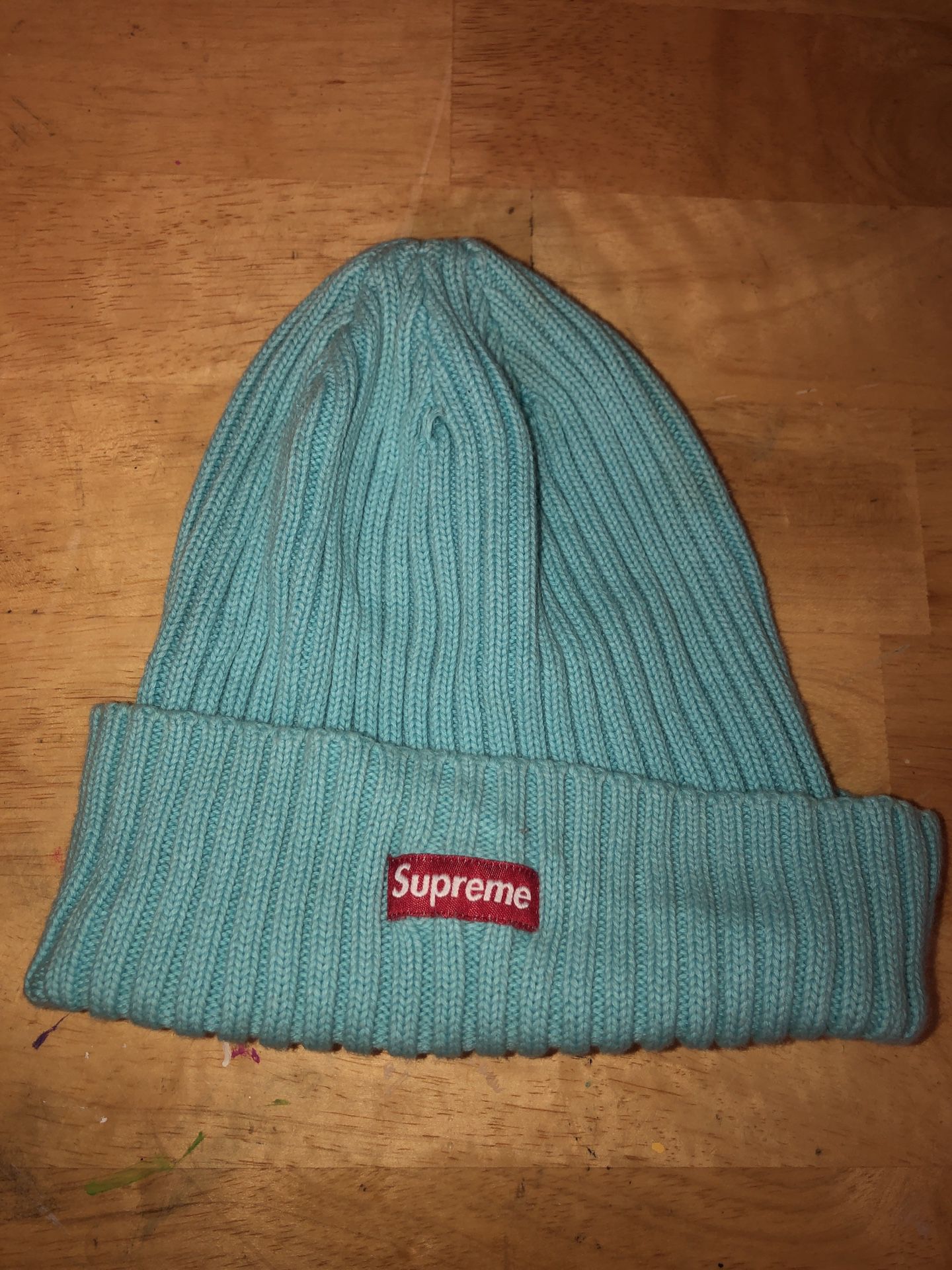 supreme ss17 overdyed ribbed beanie ice blue
