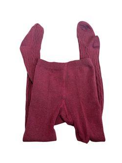 Toddler Girl Maroon Thermal Tights - Comfortable Knit Base Layer, Size 2-4T