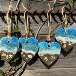 Ocean Resin Heart Embellishment 