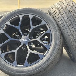 22” Black Wheels Rims Tires GMC Sierra Yukon Denali Chevy Chevrolet Silverado 1500 Tahoe Suburban Cadillac Escalade Dodge Ram