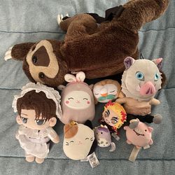 Plushies From  Anime’s Like Attack On Titan , Demon Slayer & Polimon Game. Squishmallow, Plush Backpack 