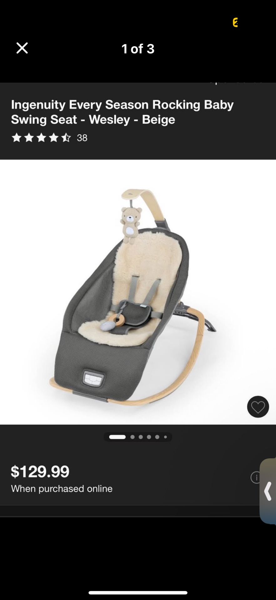 Rocking Baby Swing New! 