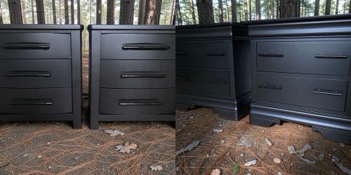 Large Bedroom Nightstands Solid Wood Black Satin 2 Sets Available New