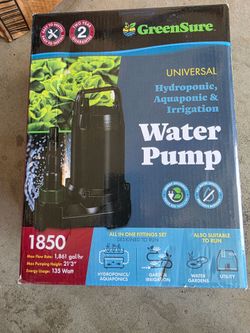 Nee 1850 Gal/hr water pump hydroponic aquaponic