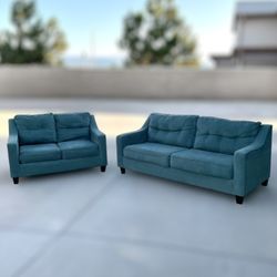 Ashley Furniture Shayla Teal Sofa Couch Set - 🚚 DELIVERY AVAILABLE
