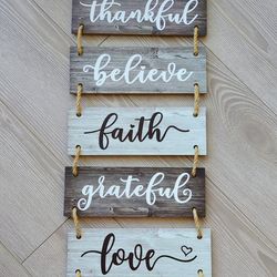 Farmhouse Rustic Hanging Wooden Plaque Inspirational Sign 38x12in