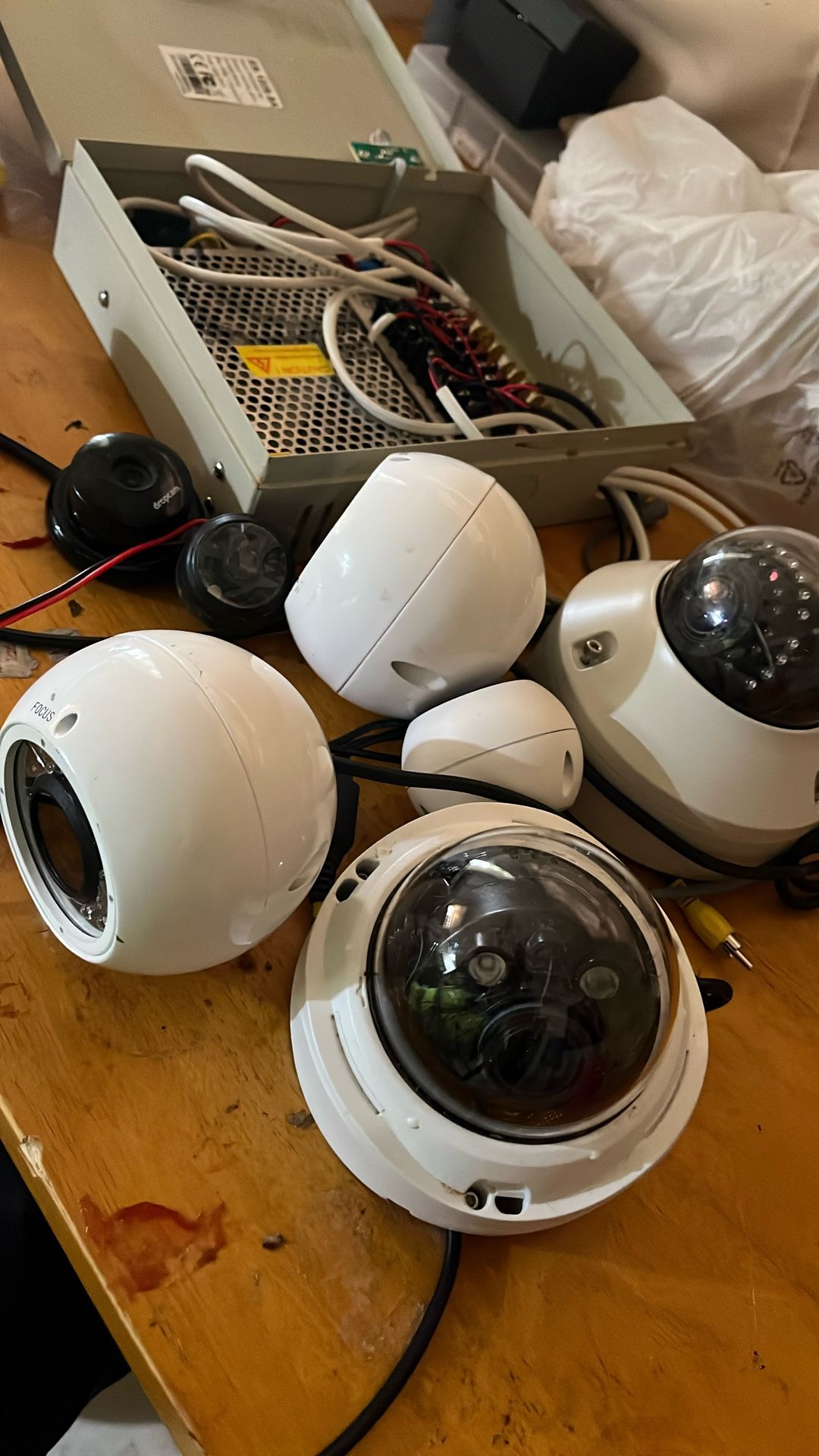Security Systems Cameras Power Source And Flat Tv To View