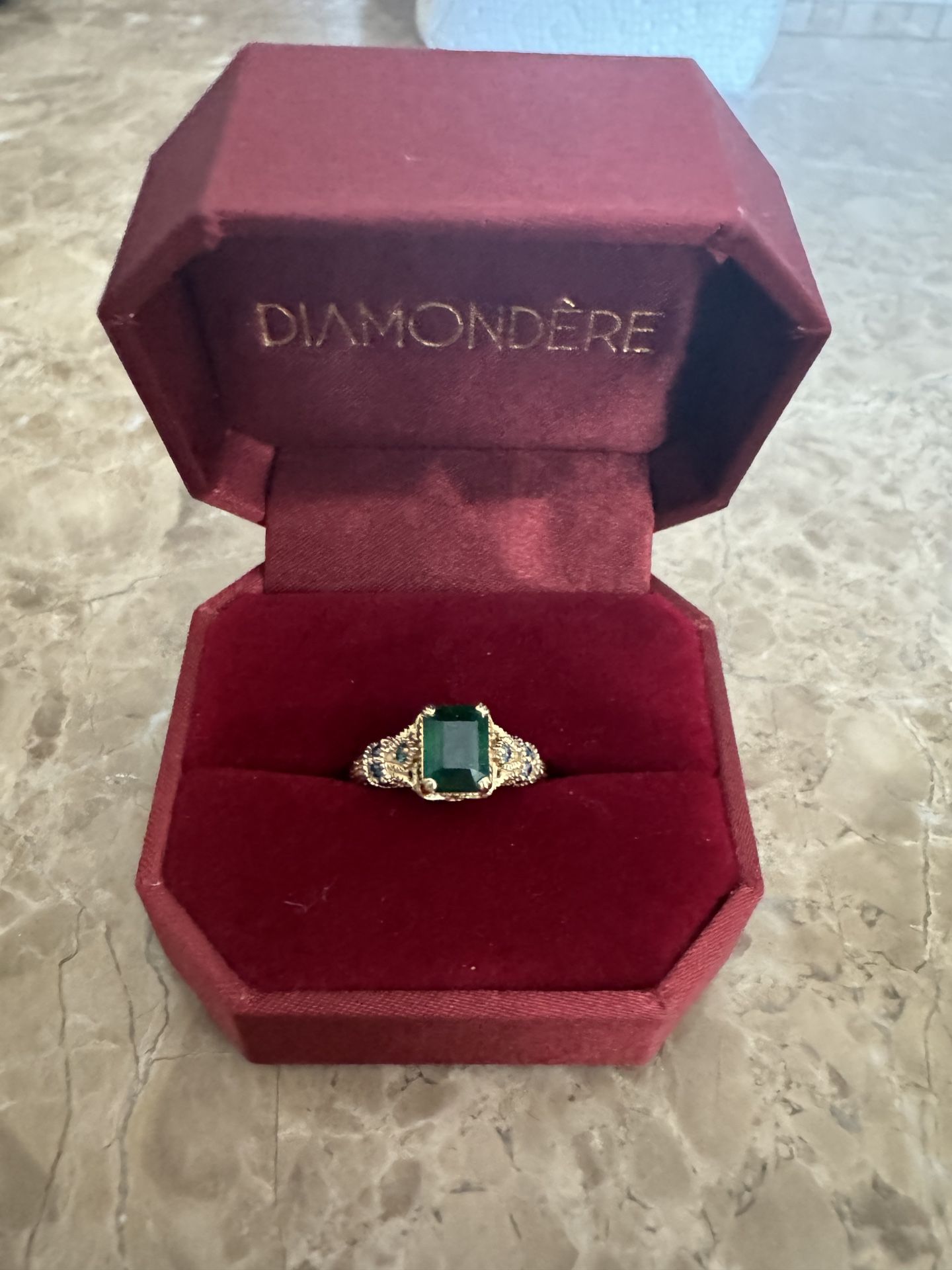 Emerald Engagement Ring 1.45 Carat With 18k Yellow Gold