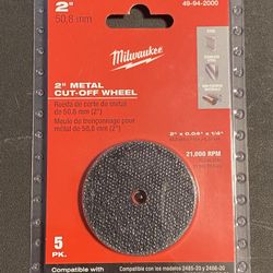 Milwaukee 2 in. x 0.040 in. x 1/4 in. Metal Cut Off Wheels (5-Pack)