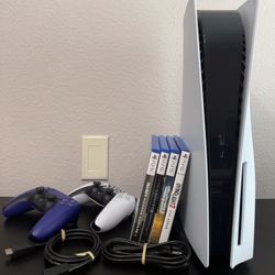PlayStation 5 Disc Version. 2 Controllers And 4 Games