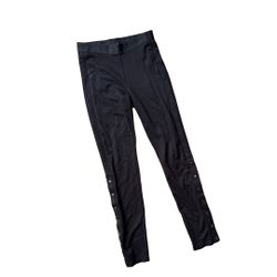 BCBGMaxAzria Black Snap-Detail Knit Leggings