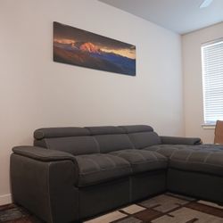 2PC Suede Leather Sleeper Sectional w/it RAF Chaise