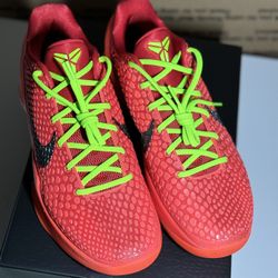 Kobe 6 Protro Reverse Grinch 9.5 Red Nike Basketball Lakers Shoes 🐍 
