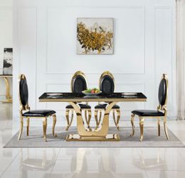 CLEARANCE SALE Black / Gold Dining Table