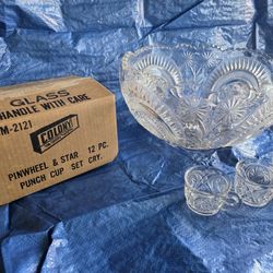 L E SMITH Pinwheel & Stars Punch Bowl Set