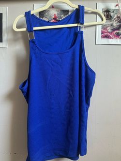 Blue Ribbed Tank Top
