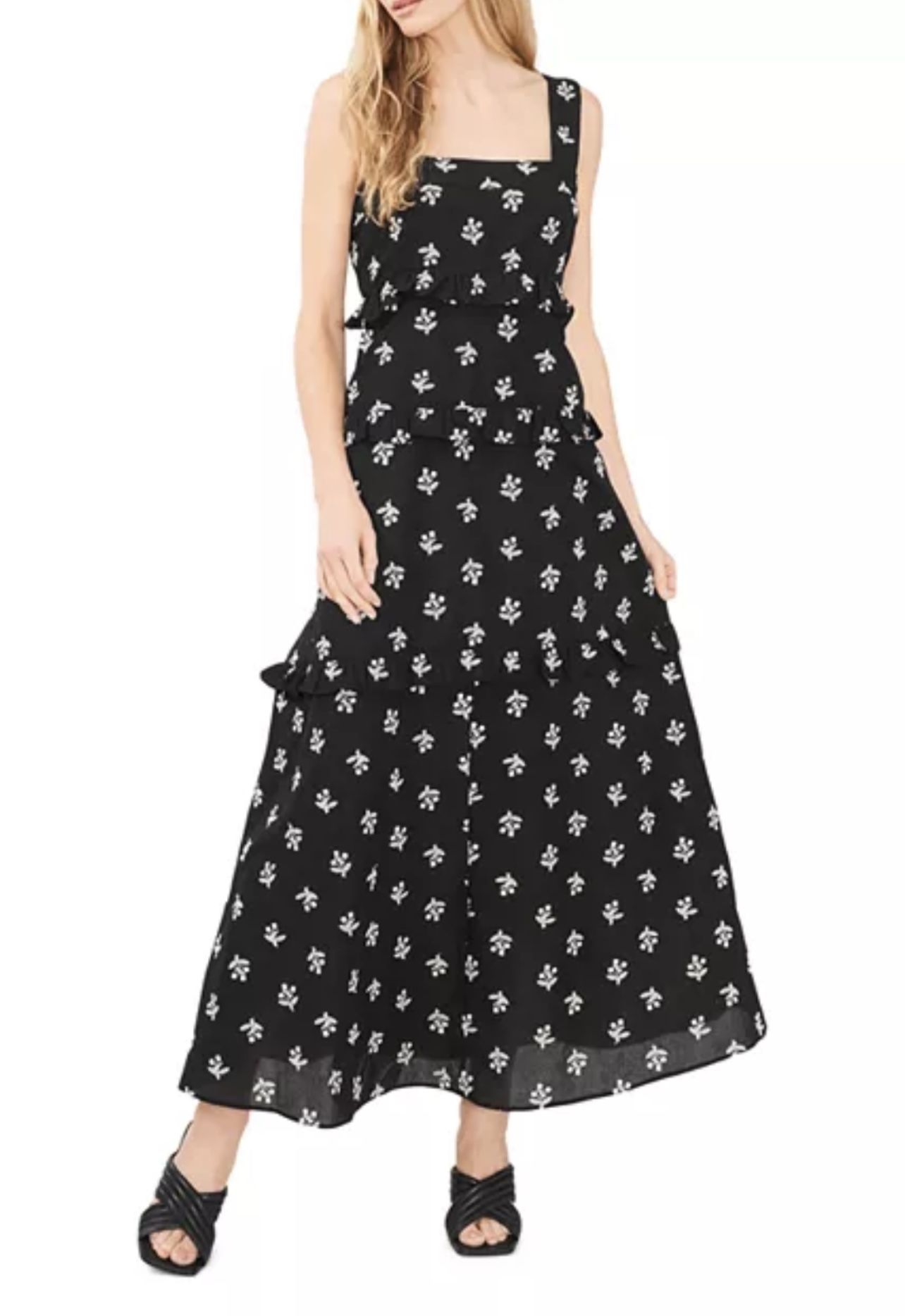 Cece Womens Embroidered Ruffled Maxi Dress