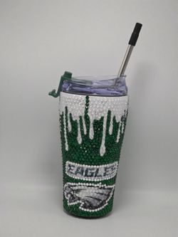 Philadelphia Eagles Rhinestone Tumbler with Straw