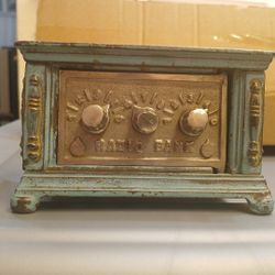 Vintage Teal Metal Bank By Kewton Toys Dayton, Ohio