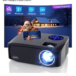Native 1080P 5G WiFi Bluetooth Projector,  20000LM 450" Display Support 4K Movie Projector, High Brightness for Home Theater and Business, Com