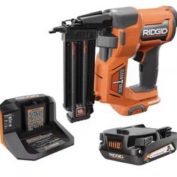RIDGID 18V Brushless Cordless 18-Gauge 2-1/8 in. Brad Nailer with CLEAN DRIVE Technology with 2.0 Ah Battery and Charger