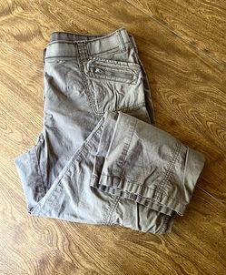 Chico’s Women’s Brown Mid Rise Zippered Utility Cropped Capris Pants Size 1.5