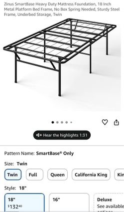 18inch Zinus Twin platform frame