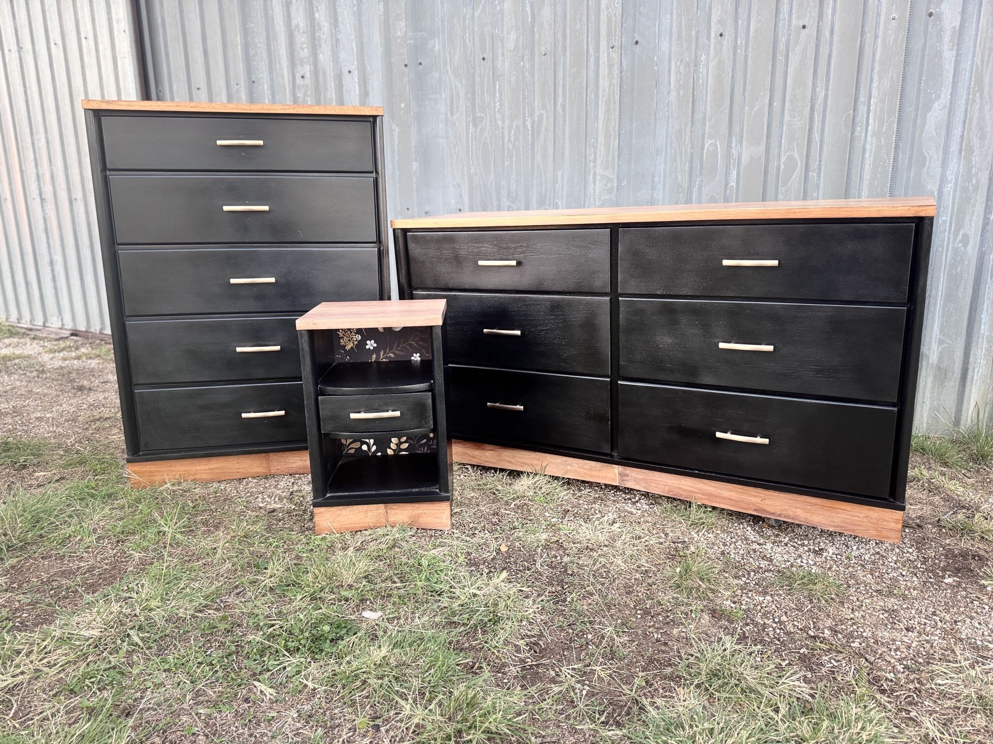 Vintage Modern MCM Bohemian Dresser set with Nightstand