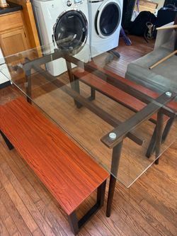 Glass Table with benches