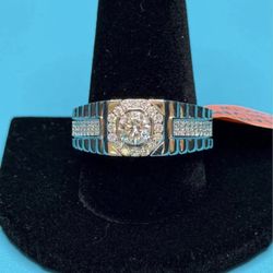 # 35. Stunning Men's Moissanite Ring 925 Sterling Silver (Size 12) Rolex Design