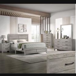 4- Pc Bedroom set Dresser,Mirror  Nightstand (1) Queen size bed frame  Not including Mattress and Box Sp