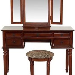 BOWERY HILL Dressing Set with Stool in Cherry