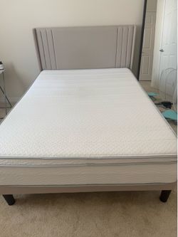 Beige Full bed frame and mattress (can be purchased separately)