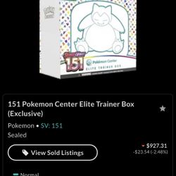 Pokemon 151 Pokemon Center Exclusive Elite Trainer Box