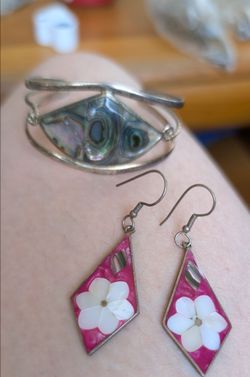 Real silver bracelet n earrings