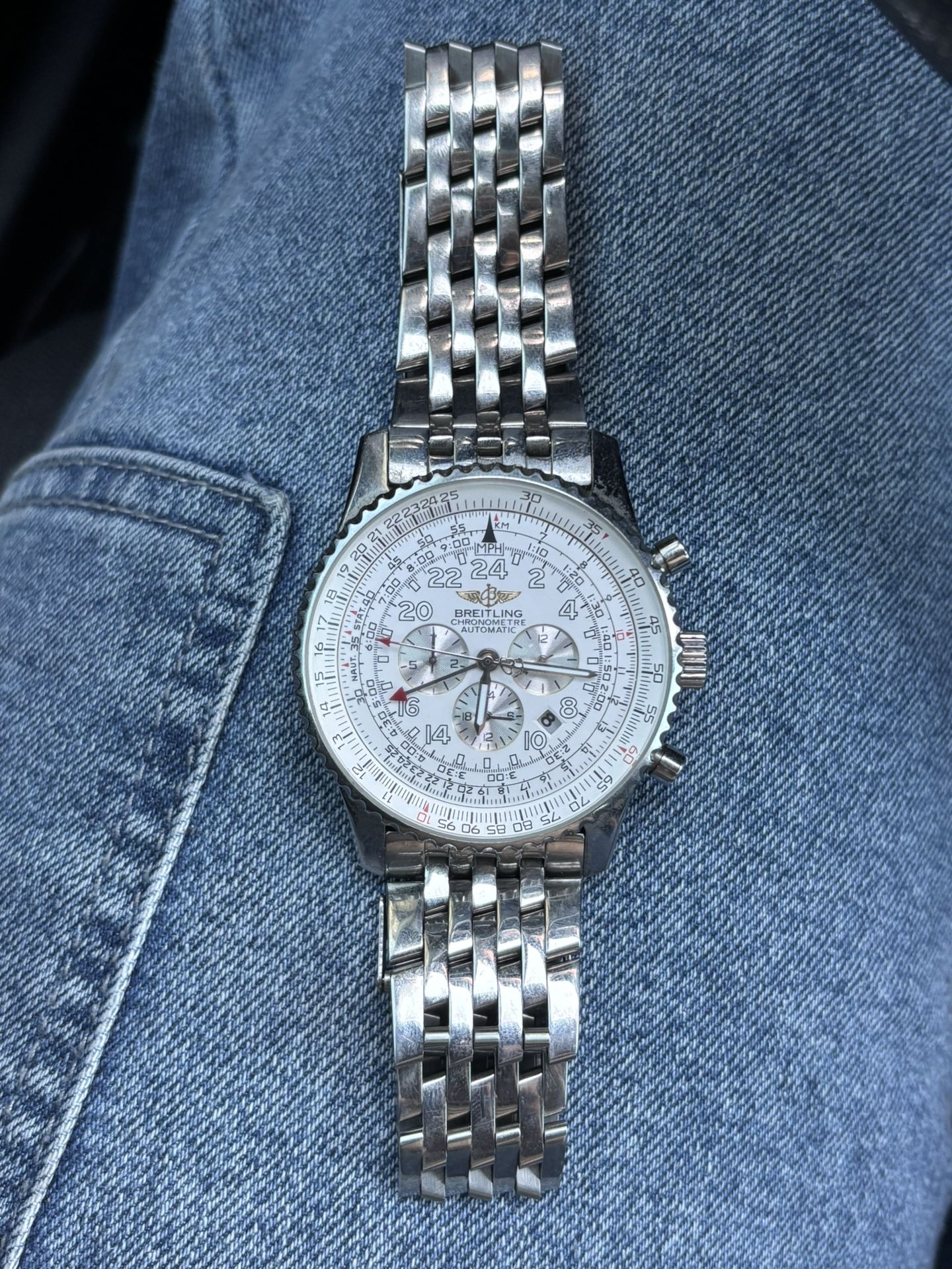 BREITLING Navitimer World A24322 Chronograph Silver Dial Automatic