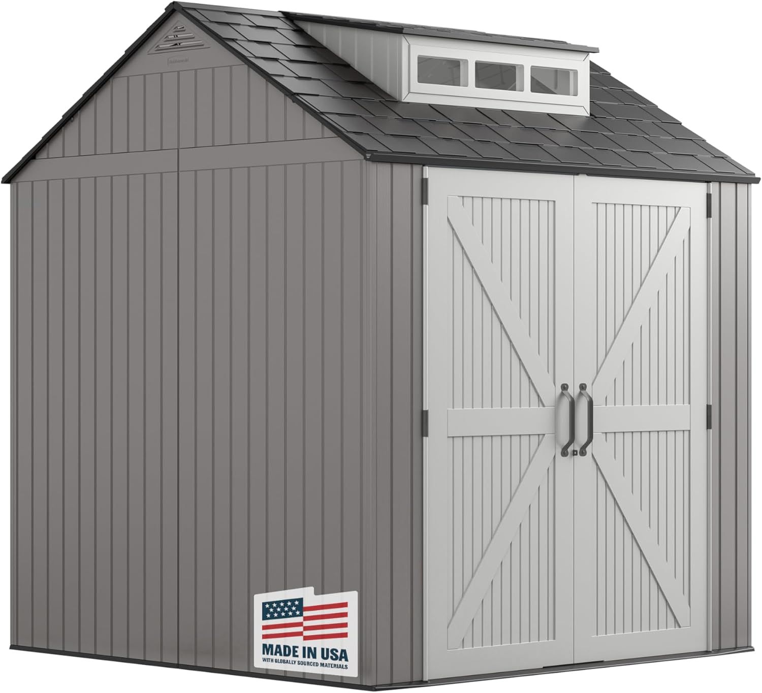 Rubbermaid 7 X 7 Foot Weather Resistant Resin Outdoor Storage Shed Gray