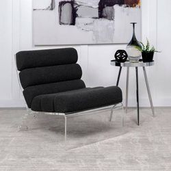 Modern Statement Piece Accent Chair with Acrylic Base And Sod Black Boucle Fabric! 