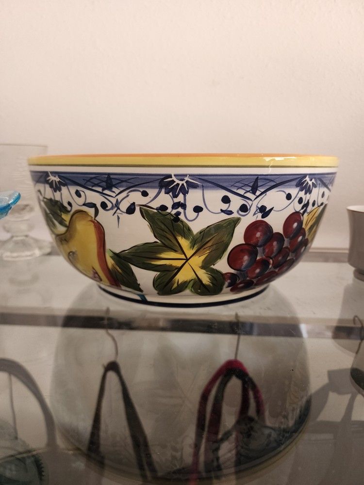 Tabletops Gallery Tellina 12" Large Ceramic Serving Bowl Fruit Handpainted,New Products : American Fashion Style Bags On Sale