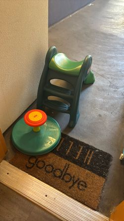 Free - Slide, Spinny Thing And Blue Shelf Missing One Box. P/u Today
