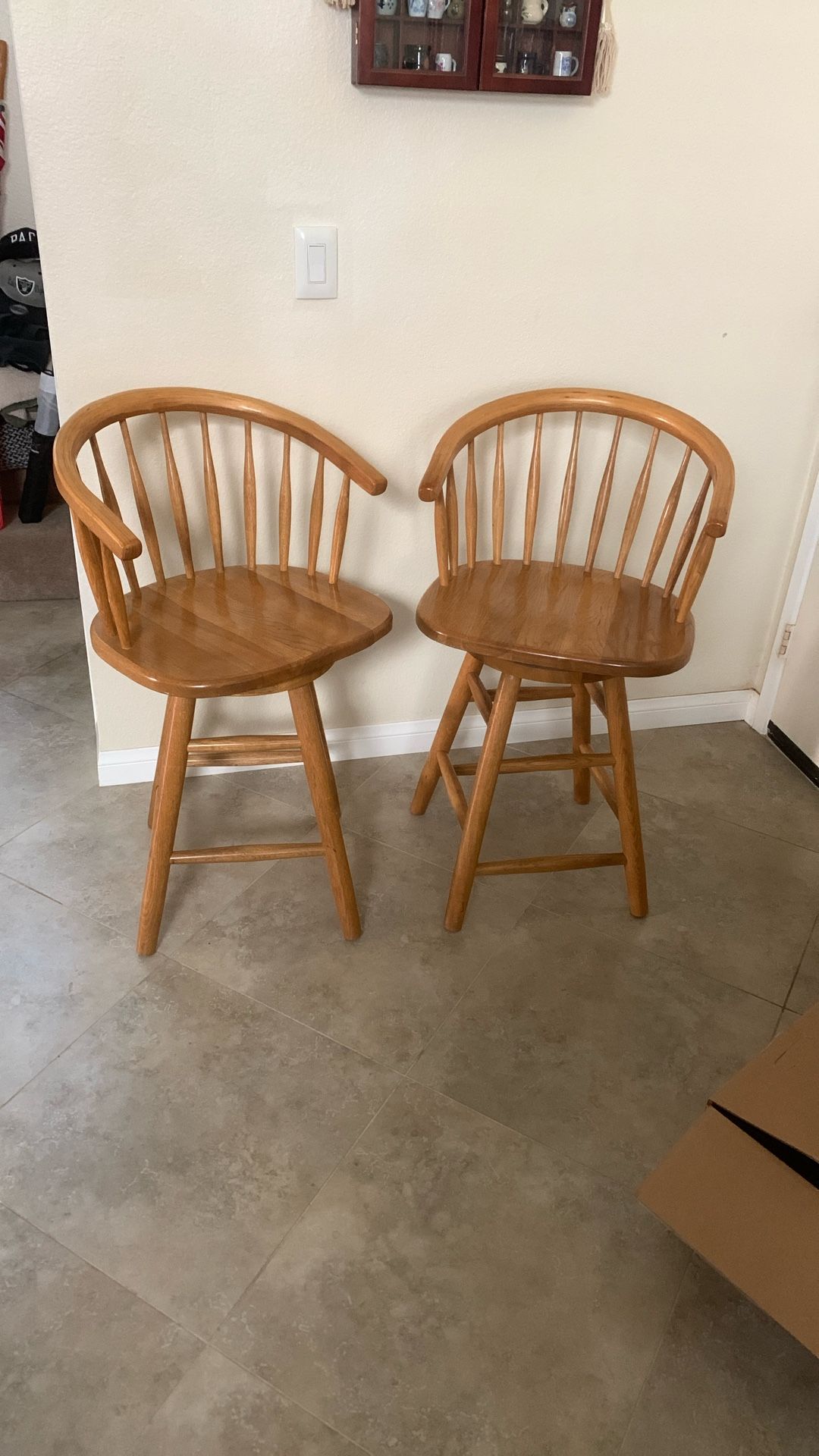 Bar Stools Swivel Solid Oak