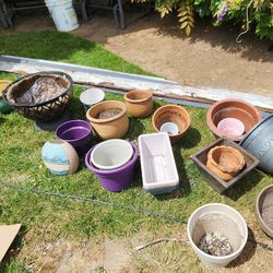 Vases and plant pots $2-$4 ea. 