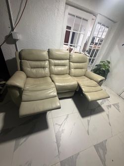 3-Seat Leather Recliner Sofa