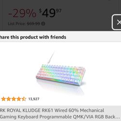 RK Royal Kludge RGB 60% Mechanical Gaming Keyboard
