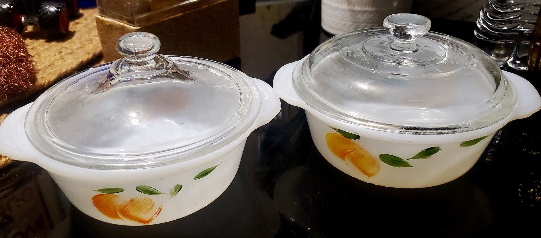 2 Vintage Fire King 1pt Milk Glass Dish